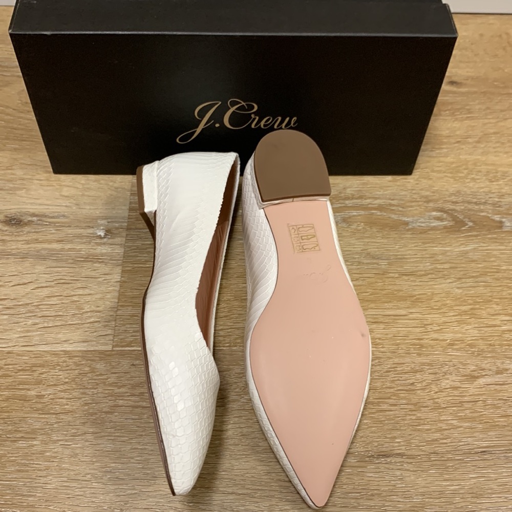 J.Crew Pointy Toe Flat In Python. White, Size: Eu… - image 3